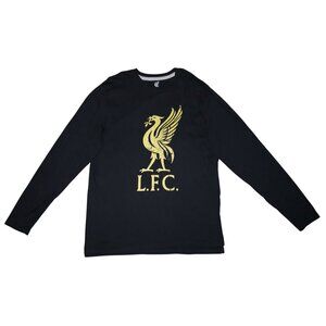 Liverpool Football Club LFC Gold Griffin Long Sleeve Black T-Shirt Men's Large